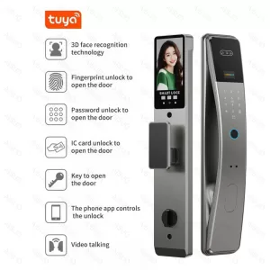K36 -Tuya Keyless Smart Door Lock 3D Face Recognition Biometric Fingerprint Digital Access for Wood Wi-Fi Connected Keyless Entry - Image 2